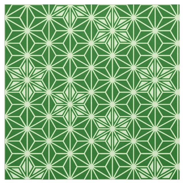 Japanese Asanoha Pattern, Emerald and Lime Green Fabric (Swatch)