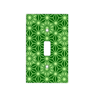 Japanese Asanoha Pattern, Emerald and Lime Green Light Switch Cover