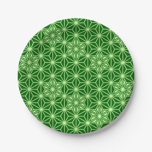 Japanese Asanoha Pattern Emerald and Lime Green Paper Plates