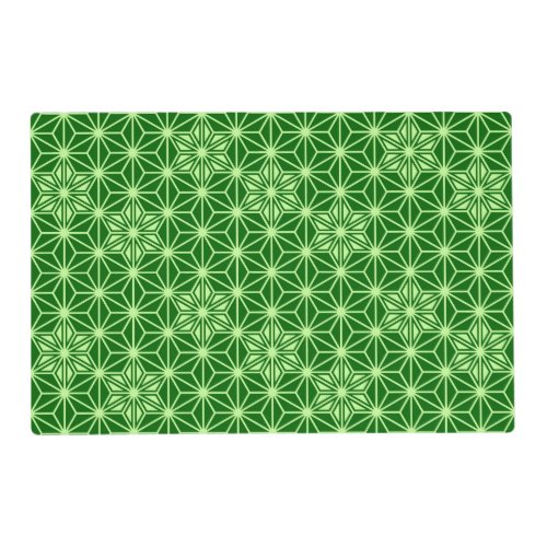 Japanese Asanoha Pattern Emerald and Lime Green Placemat