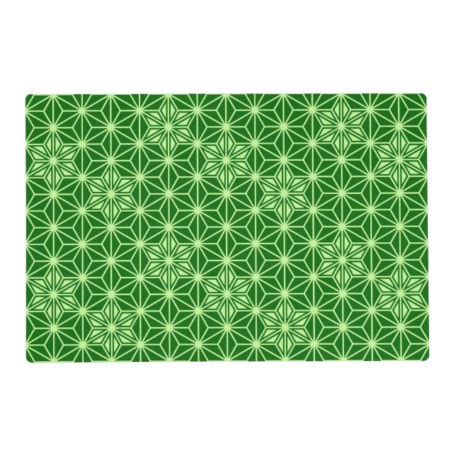 Japanese Asanoha Pattern, Emerald and Lime Green Placemat (Front)