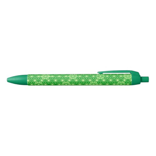 Japanese Asanoha pattern _ emerald green Black Ink Pen