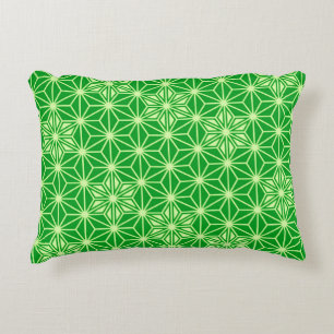Japanese Asanoha pattern - emerald green Decorative Pillow