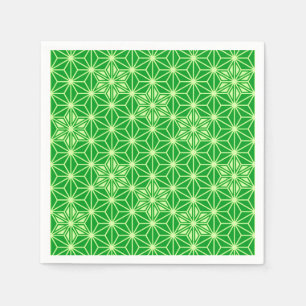 Japanese Asanoha pattern - emerald green Paper Napkins