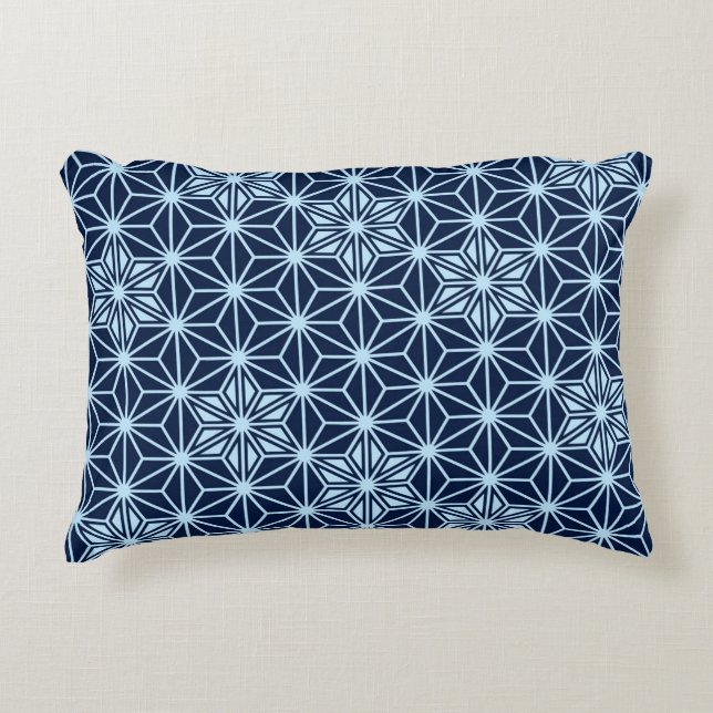 Japanese Asanoha pattern - Indigo Blue Accent Pillow (Front)