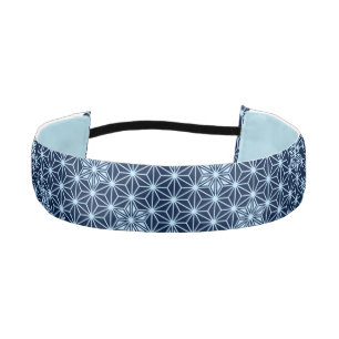 Japanese Asanoha pattern - Indigo Blue Athletic Headband