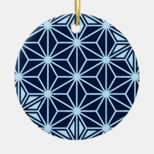 Japanese Asanoha pattern - indigo blue Ceramic Ornament