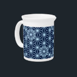 Japanese Asanoha pattern - indigo blue Drink Pitcher<br><div class="desc">The traditional Japanese Asanoha,  or star pattern in dark indigo blue outlined in pale blue</div>