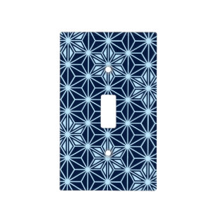Japanese Asanoha pattern, Indigo Blue Light Switch Cover