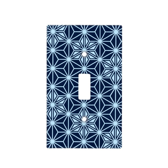 Japanese Asanoha pattern, Indigo Blue Light Switch Cover (Front)