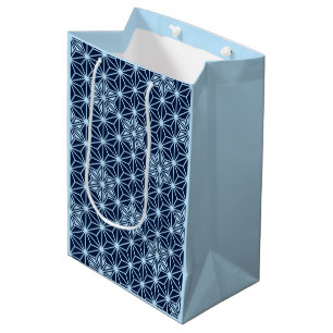 Japanese Asanoha pattern - Indigo Blue Medium Gift Bag