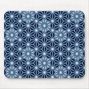 Japanese Asanoha pattern - Indigo Blue Mouse Pad