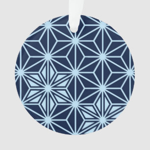 Japanese Asanoha pattern - Indigo Blue Ornament