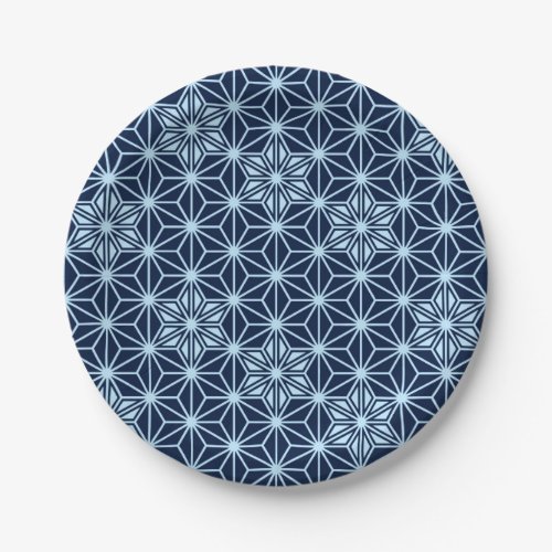 Japanese Asanoha pattern _ Indigo Blue Paper Plates