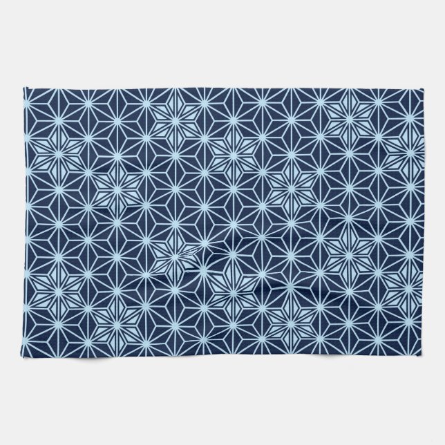 Japanese Asanoha pattern - indigo blue Towel (Horizontal)