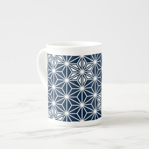 Japanese Asanoha pattern _ indigo blue  white Bone China Mug