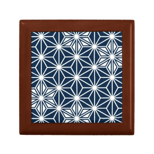 Japanese Asanoha pattern - indigo blue & white Gift Box