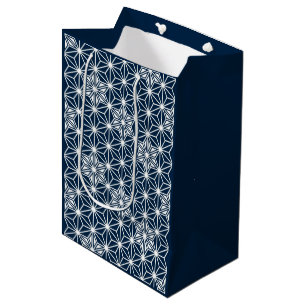 Japanese Asanoha pattern - indigo blue & white Medium Gift Bag