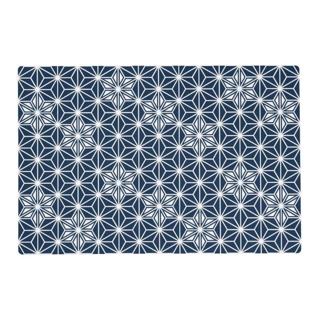 Japanese Asanoha pattern - indigo blue & white Placemat (Front)