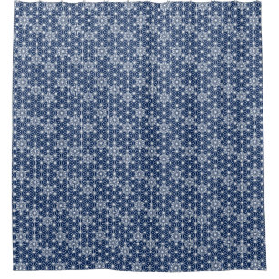 Japanese Asanoha pattern - indigo blue & white Shower Curtain