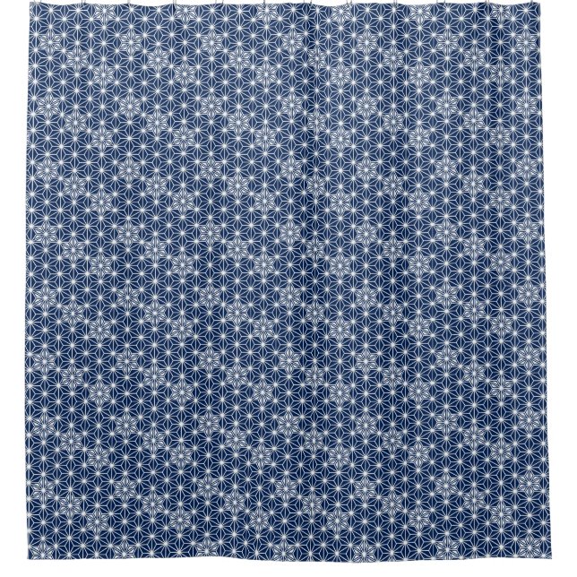 Japanese Asanoha pattern - indigo blue & white Shower Curtain (Front)