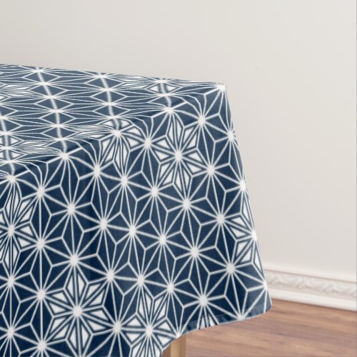 Japanese Asanoha pattern _ indigo blue  white Tablecloth