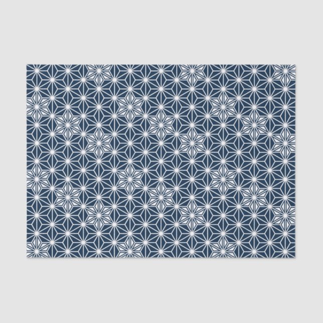 Japanese Asanoha pattern - indigo blue & white Tissue Paper (Front)
