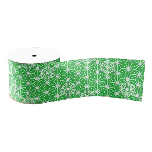 Japanese Asanoha pattern _ jade green Grosgrain Ribbon