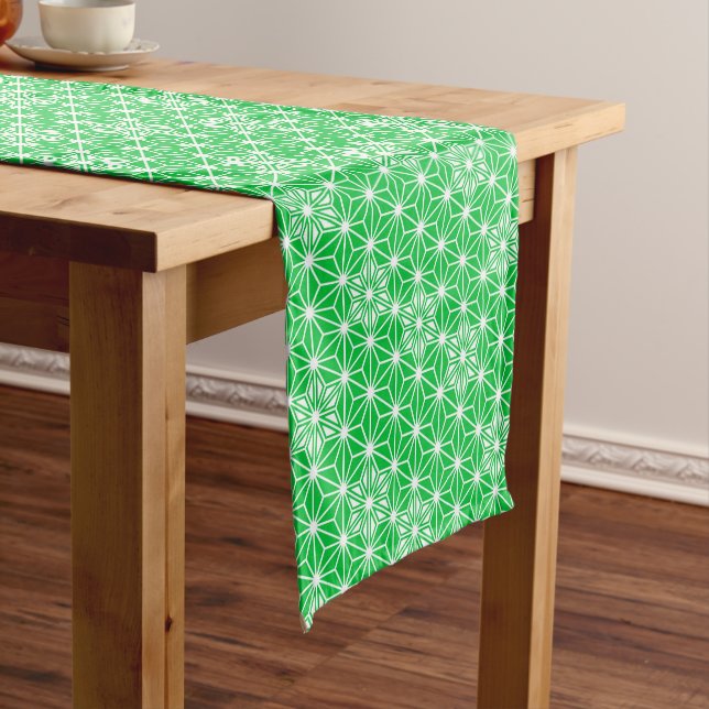 Japanese Asanoha pattern, Jade Green Short Table Runner (In Situ)