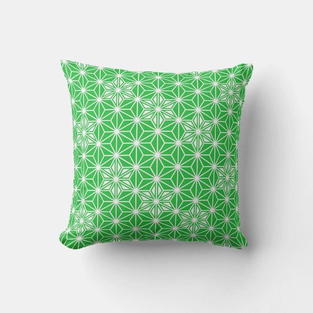 Japanese Asanoha pattern - jade green Throw Pillow (Front)
