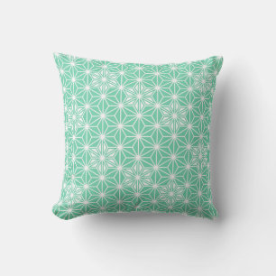 Japanese Asanoha pattern - light aqua Throw Pillow
