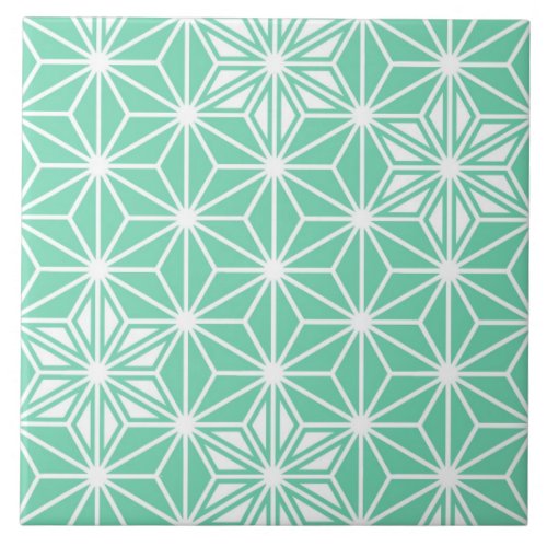 Japanese Asanoha pattern _ light aqua Tile