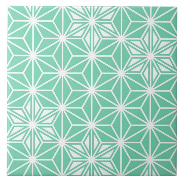 Japanese Asanoha pattern - light aqua Tile (Front)
