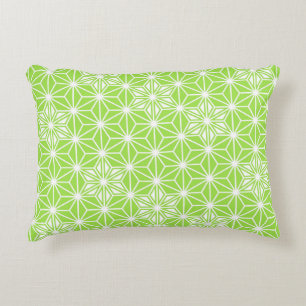 Japanese Asanoha pattern - light lime green Accent Pillow