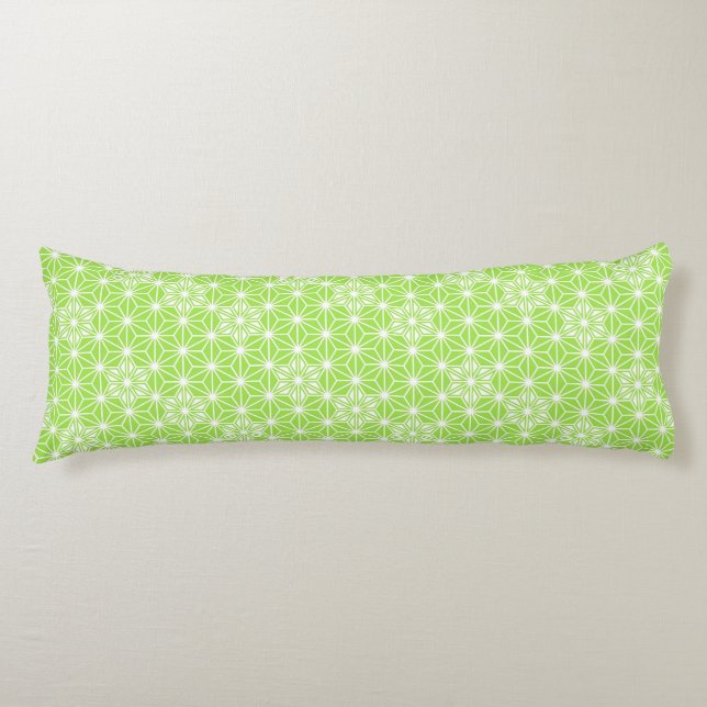 Japanese Asanoha pattern - light lime green Body Pillow (Front)