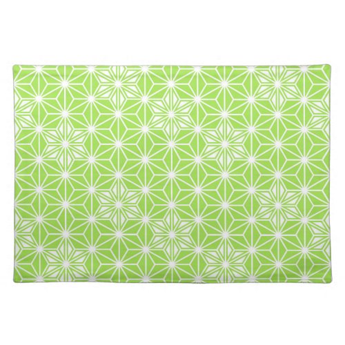 Japanese Asanoha pattern _ light lime green Cloth Placemat