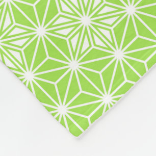 Japanese Asanoha pattern - light lime green Fleece Blanket
