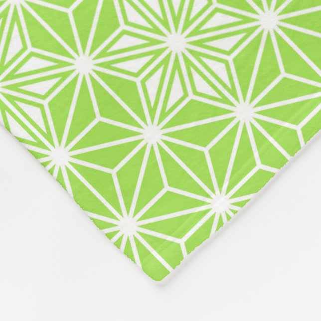 Japanese Asanoha pattern - light lime green Fleece Blanket (Corner)