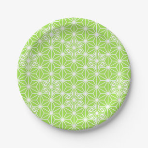 Japanese Asanoha pattern - light lime green Paper Plates