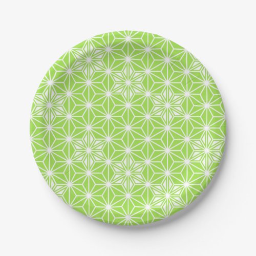 Japanese Asanoha pattern _ light lime green Paper Plates