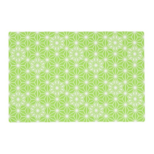 Japanese Asanoha pattern _ light lime green Placemat