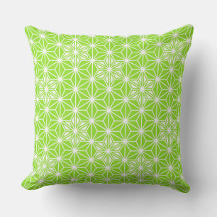 Japanese Asanoha pattern - light lime green Throw Pillow
