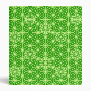 Japanese Asanoha pattern - lime green 3 Ring Binder
