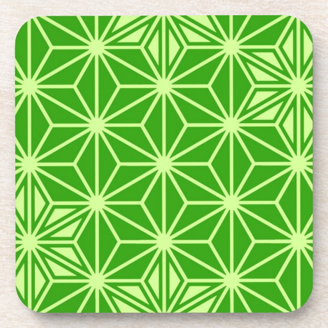 Japanese Asanoha pattern - lime green Beverage Coaster (Front)