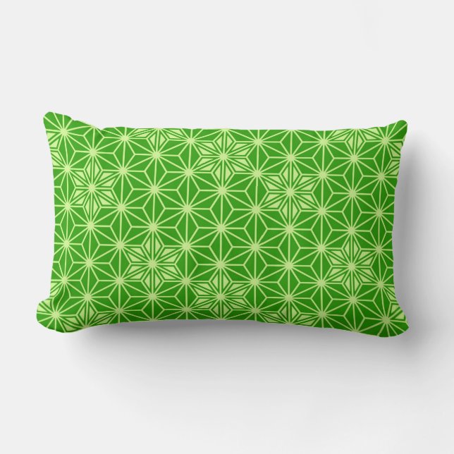 Japanese Asanoha pattern - lime green Lumbar Pillow (Front)