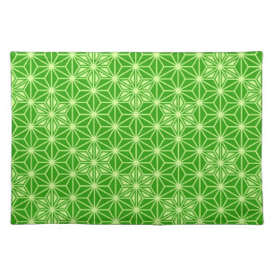 Japanese Asanoha pattern - lime green Placemat