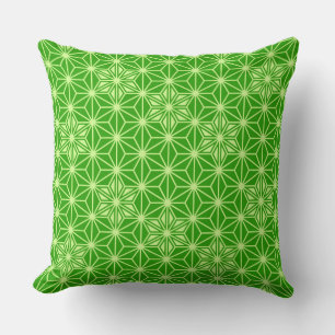 Japanese Asanoha pattern - lime green Throw Pillow