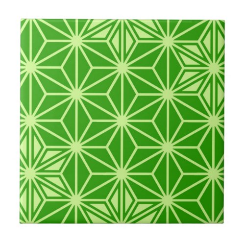 Japanese Asanoha pattern _ lime green Tile