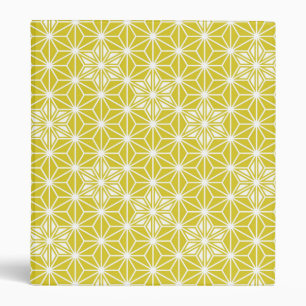 Japanese Asanoha pattern - mustard gold and white Binder