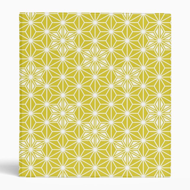 Japanese Asanoha pattern - mustard gold and white Binder (Front)